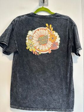 Santa Cruz Skateboard Y2K Sz:L charcoal acid wash funky floral graphic tee